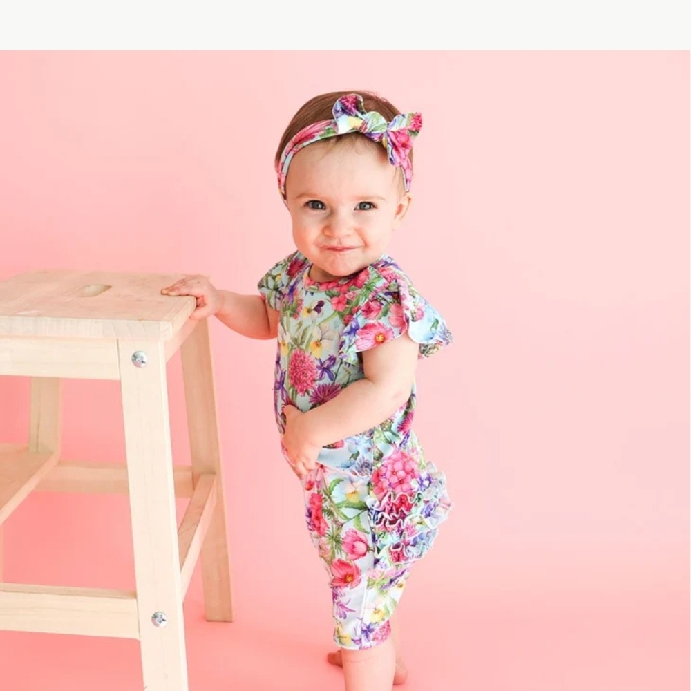 Posh Peanut Floral One Piece With Snaps